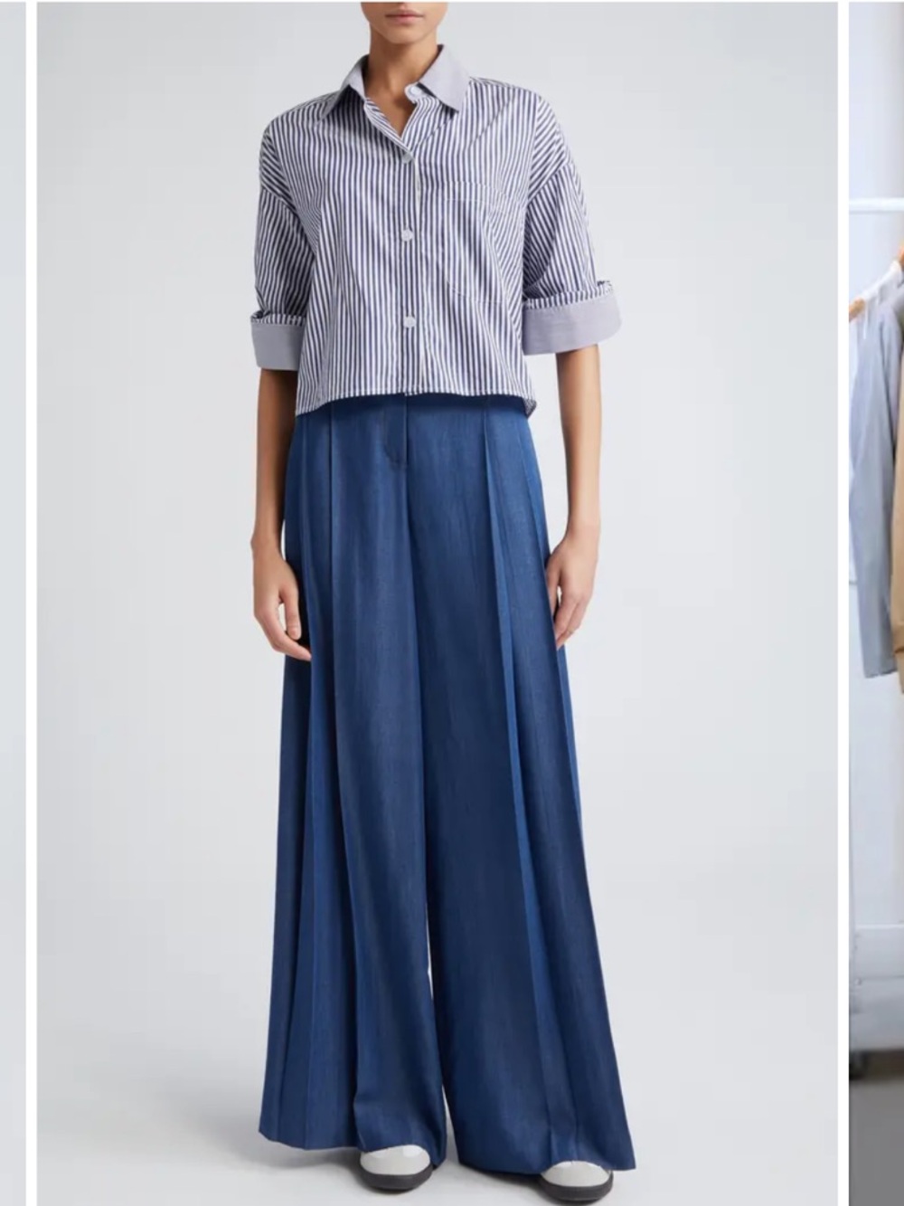 TWP Didi Pleated Wide Leg Trouser Pant Blue Chambrey Womens 6